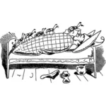 Vektorové kreslení postel hmyzu přistoupil muž